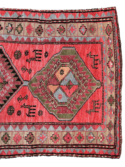 Rare Antique Handmade Caucasian Runner Rug 3’7" x 9’2" - Tampa Home & Garden Store