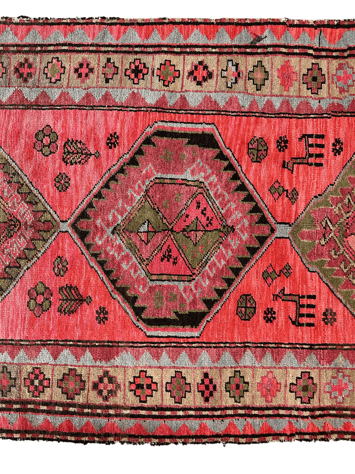 Rare Antique Handmade Caucasian Runner Rug 3’7" x 9’2" - Tampa Home & Garden Store
