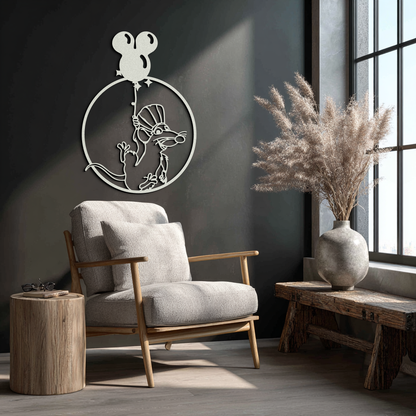 Ratatouille Chef Metal Wall Art – Cartoon Rat Balloon Decor for Kitchen Walls- KAF588