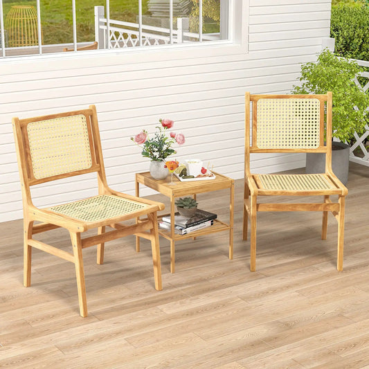 Rattan dining chairs with cane back and teak frames, 2, DirectDeals on Tampa Home & Garden Store