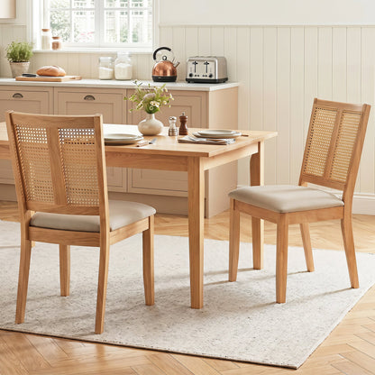Rattan dining chairs set of 2 with curved caned backs and cushioned seats DirectDeals on Tampa Home & Garden Store