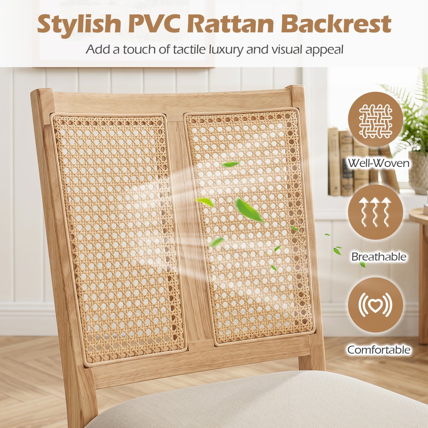 Rattan Dining Chairs set of 2 with curved backrest by DirectDeals in natural wood on Tampa Home & Garden Store