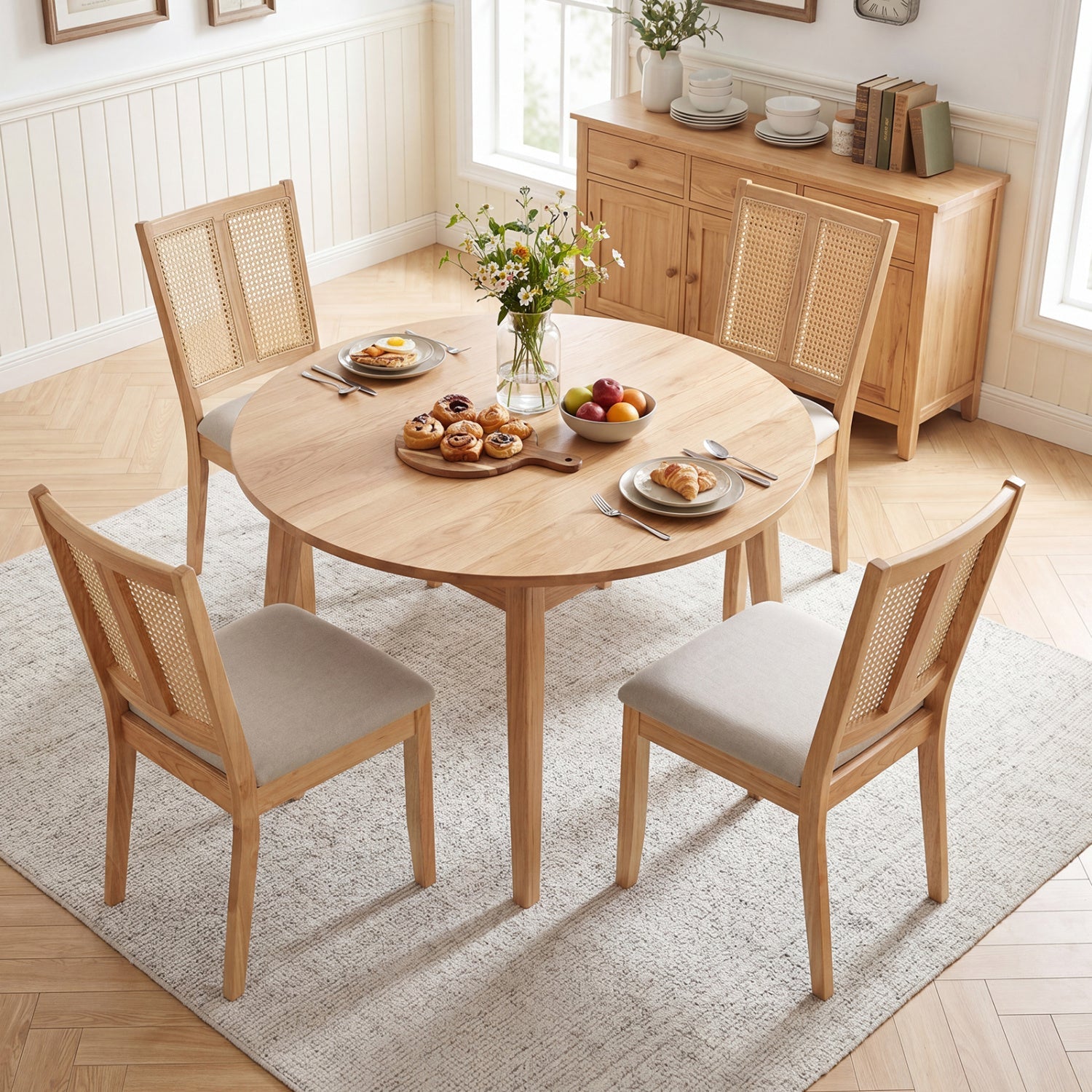 DirectDeals rattan dining chairs set of 4 with padded seats and cane backs on Tampa Home & Garden Store