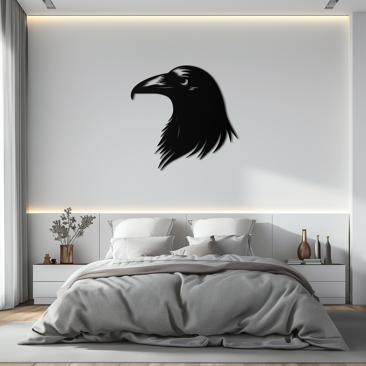Raven Metal Wall Art - Mysterious Crow Silhouette Decor- KAF277 - Tampa Home & Garden Store