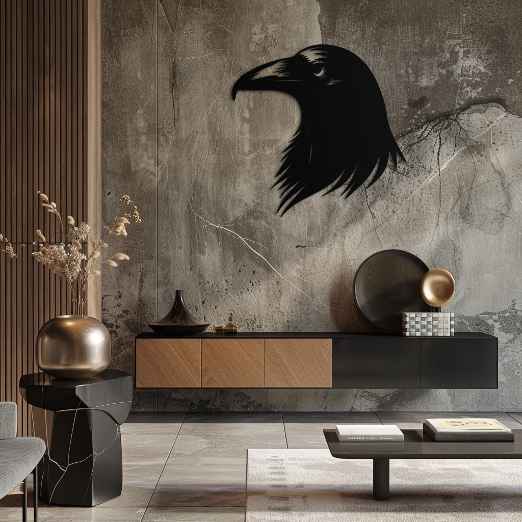 Raven Metal Wall Art - Mysterious Crow Silhouette Decor- KAF277 - Tampa Home & Garden Store