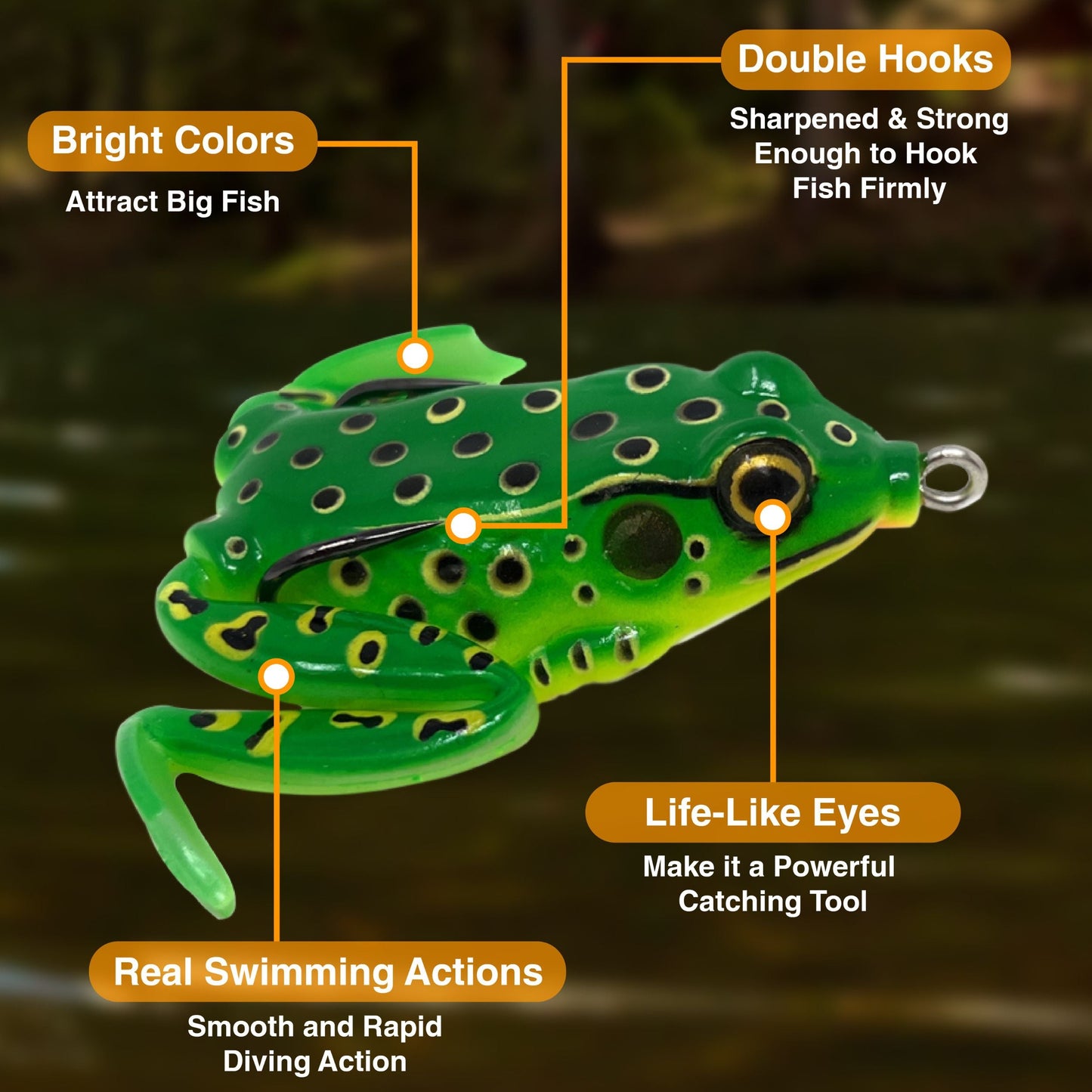 Reaction Tackle 2.25" Hollow Body Frogs with Swimming Legs (2-Pack) - Tampa Home & Garden Store