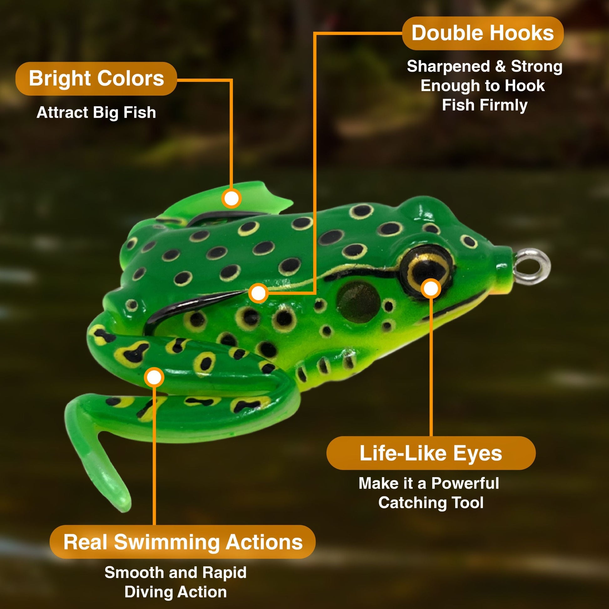 Reaction Tackle 2.25" Hollow Body Frogs with Swimming Legs (2-Pack) - Tampa Home & Garden Store