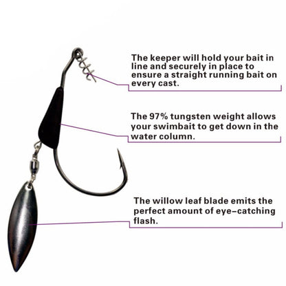 Reaction Tackle Bladed/Tungsten Weighted Swimbait Hooks- 3-Pack - Tampa Home & Garden Store