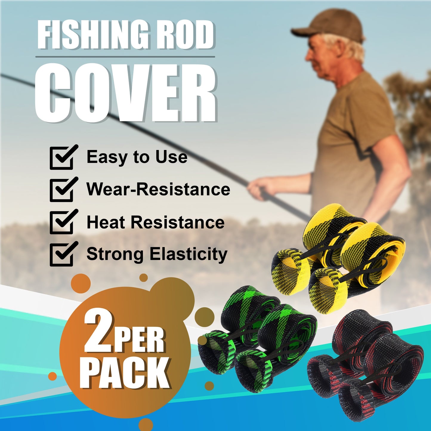 Reaction Tackle Fishing Rod Cover / Rod Sleeve / Rod Sock (2-Pack) - Tampa Home & Garden Store