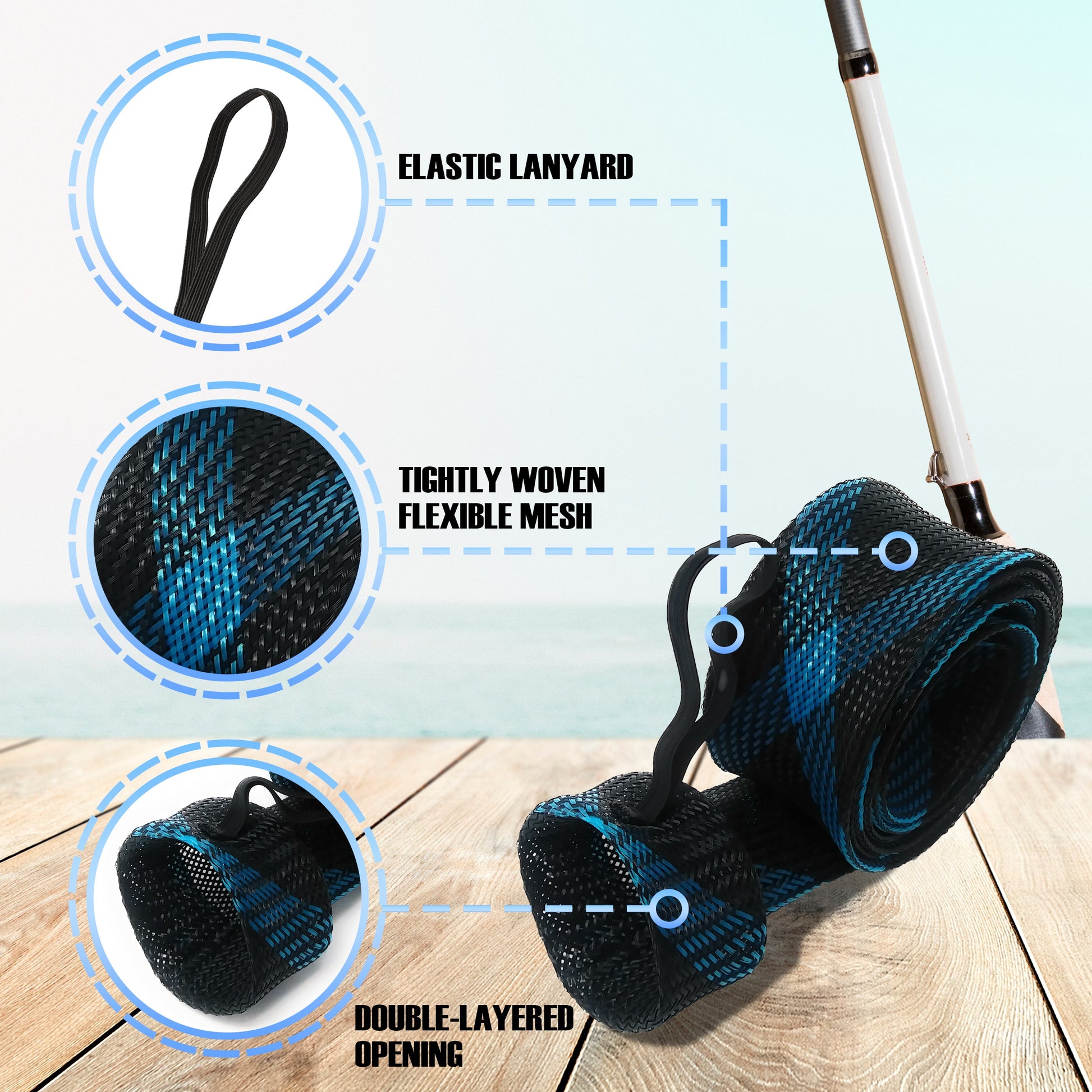 Reaction Tackle Fishing Rod Cover / Rod Sleeve / Rod Sock (2-Pack) - Tampa Home & Garden Store