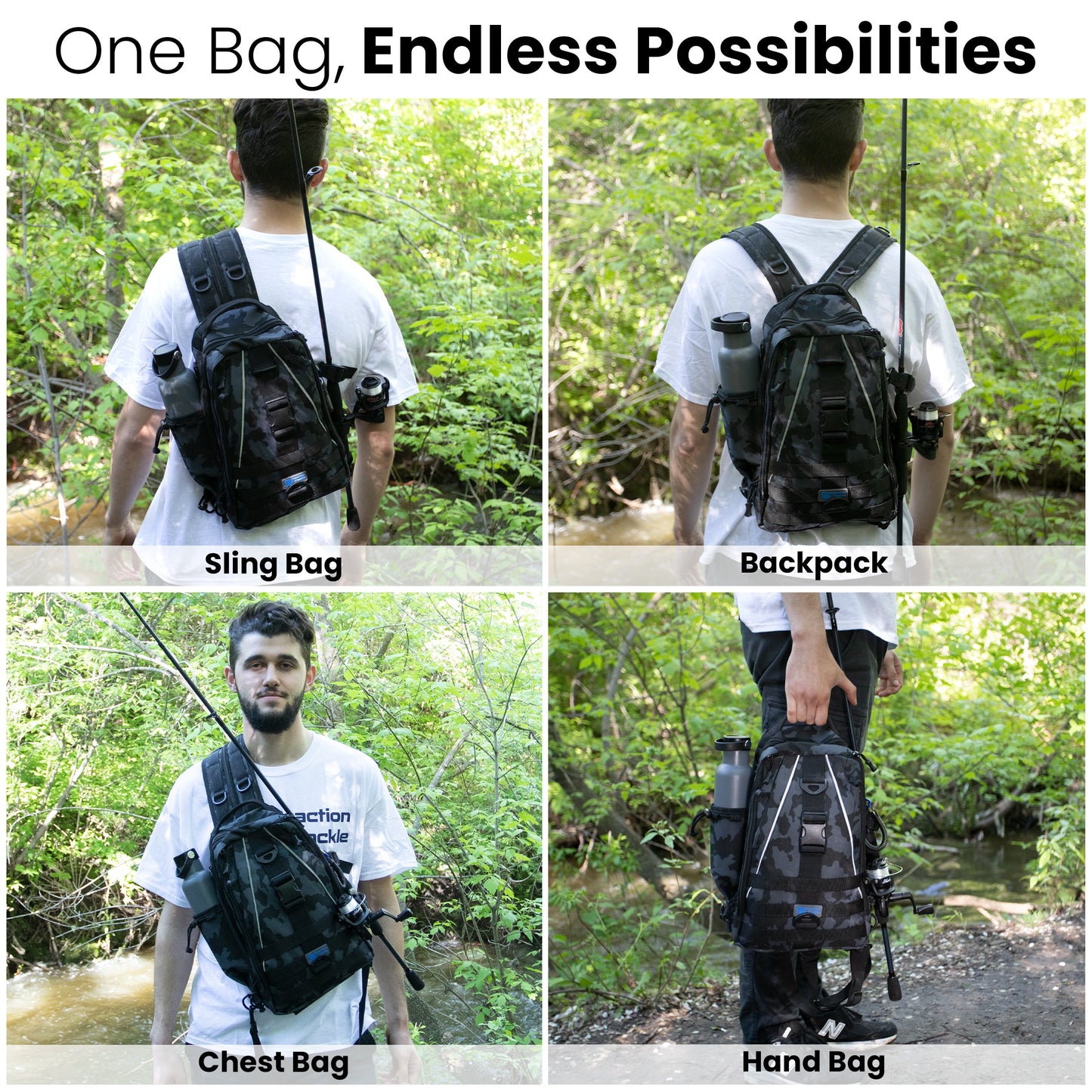 Reaction Tackle Fishing Tackle 2-in-1 Sling Bag/Backpack- 3 Sizes - Tampa Home & Garden Store