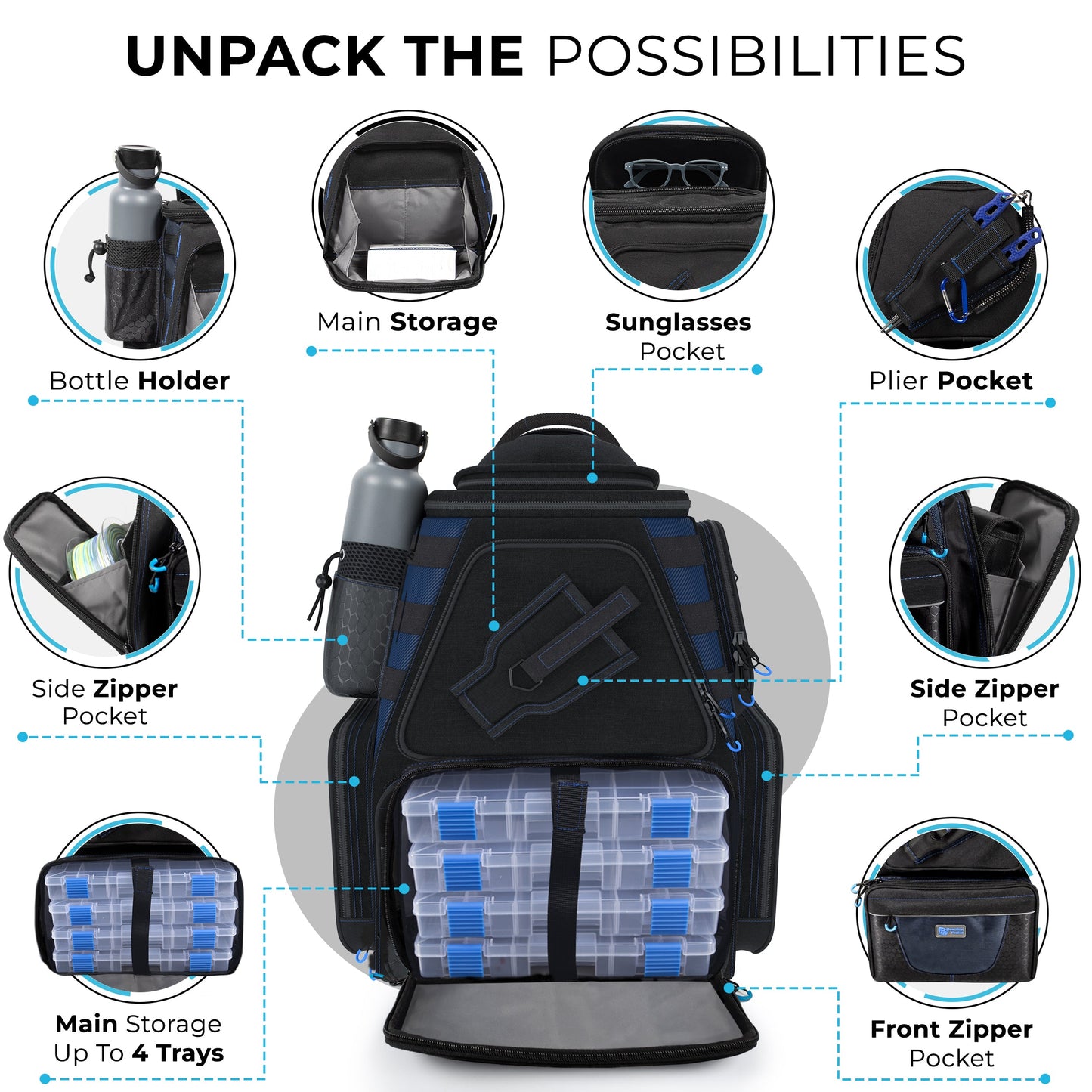 Reaction Tackle Fishing Tackle Backpack- Trays included - Tampa Home & Garden Store