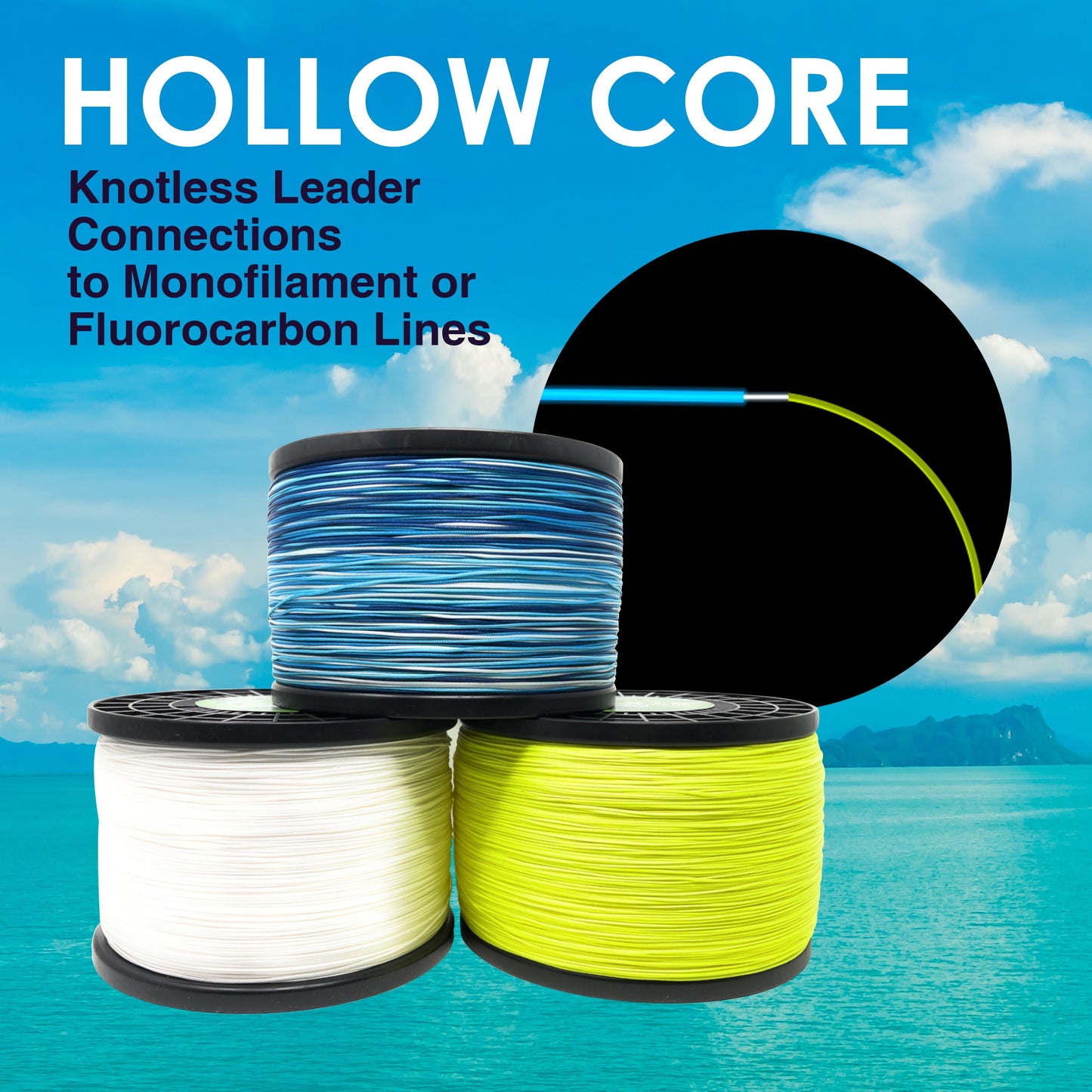 Reaction Tackle Hollow Core - 16 Strand Braided Fishing Line - Tampa Home & Garden Store
