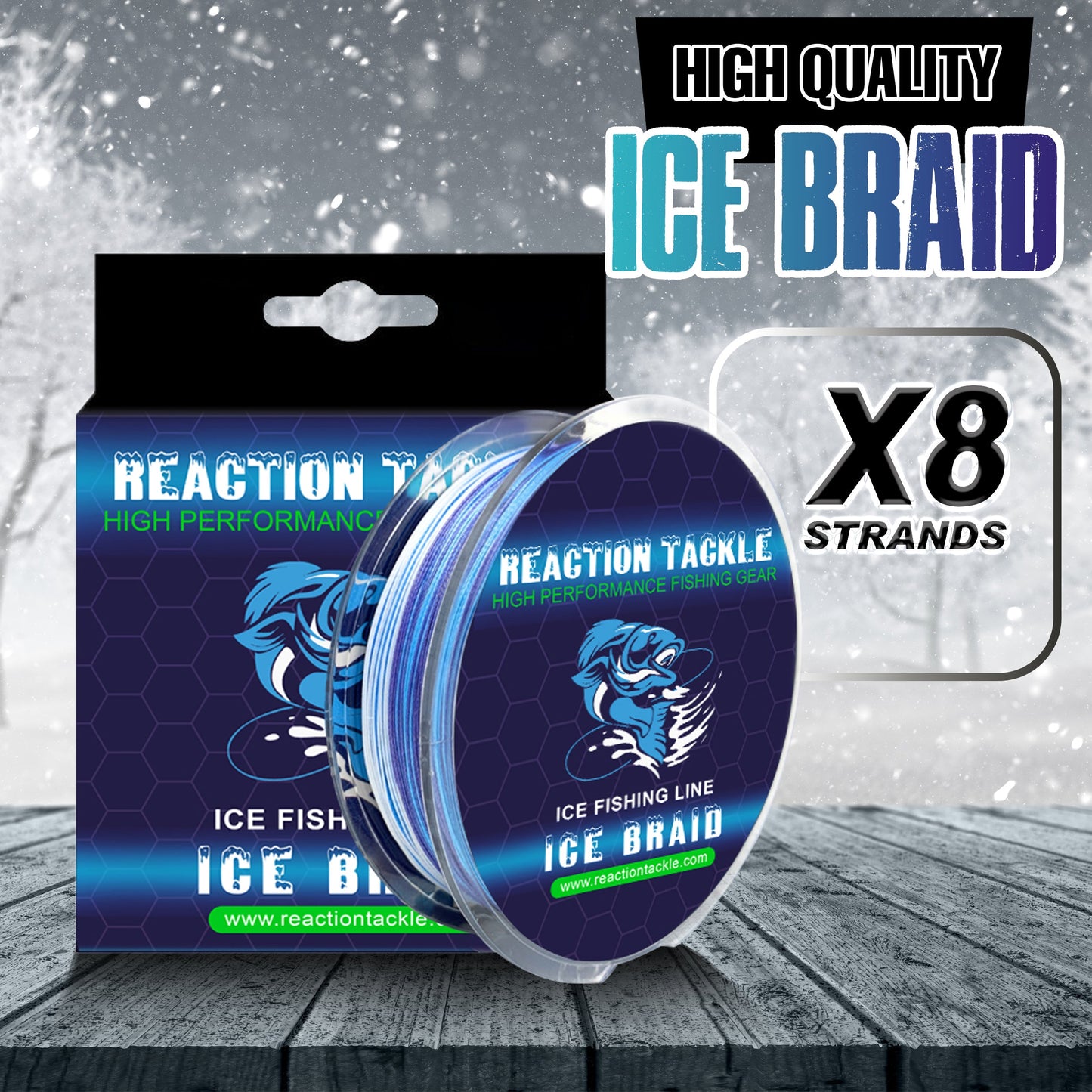 Reaction Tackle Ice Fishing Braided line - 8 Strand - Tampa Home & Garden Store