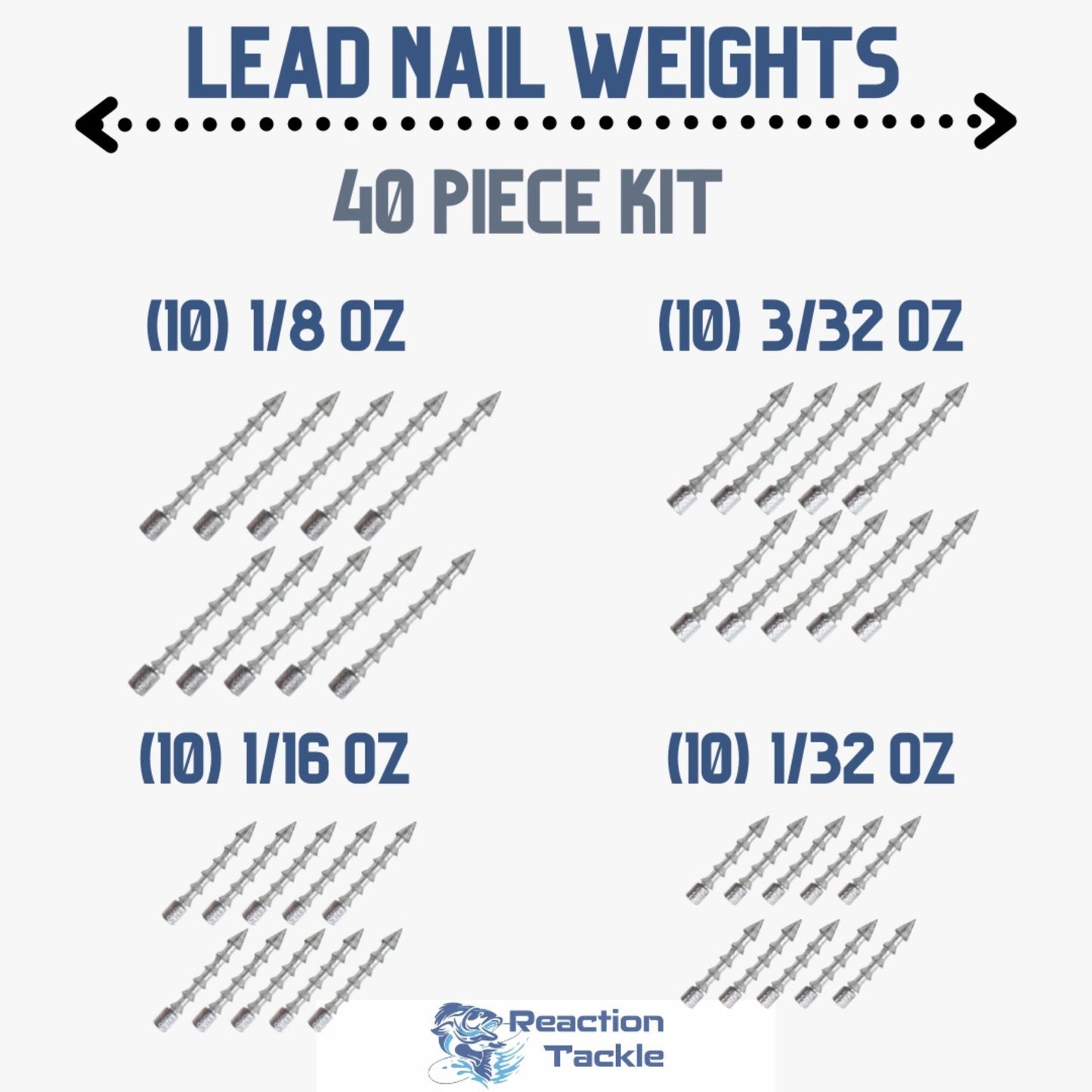 Reaction Tackle Lead Nail Weights/Insert Sinkers - Tampa Home & Garden Store