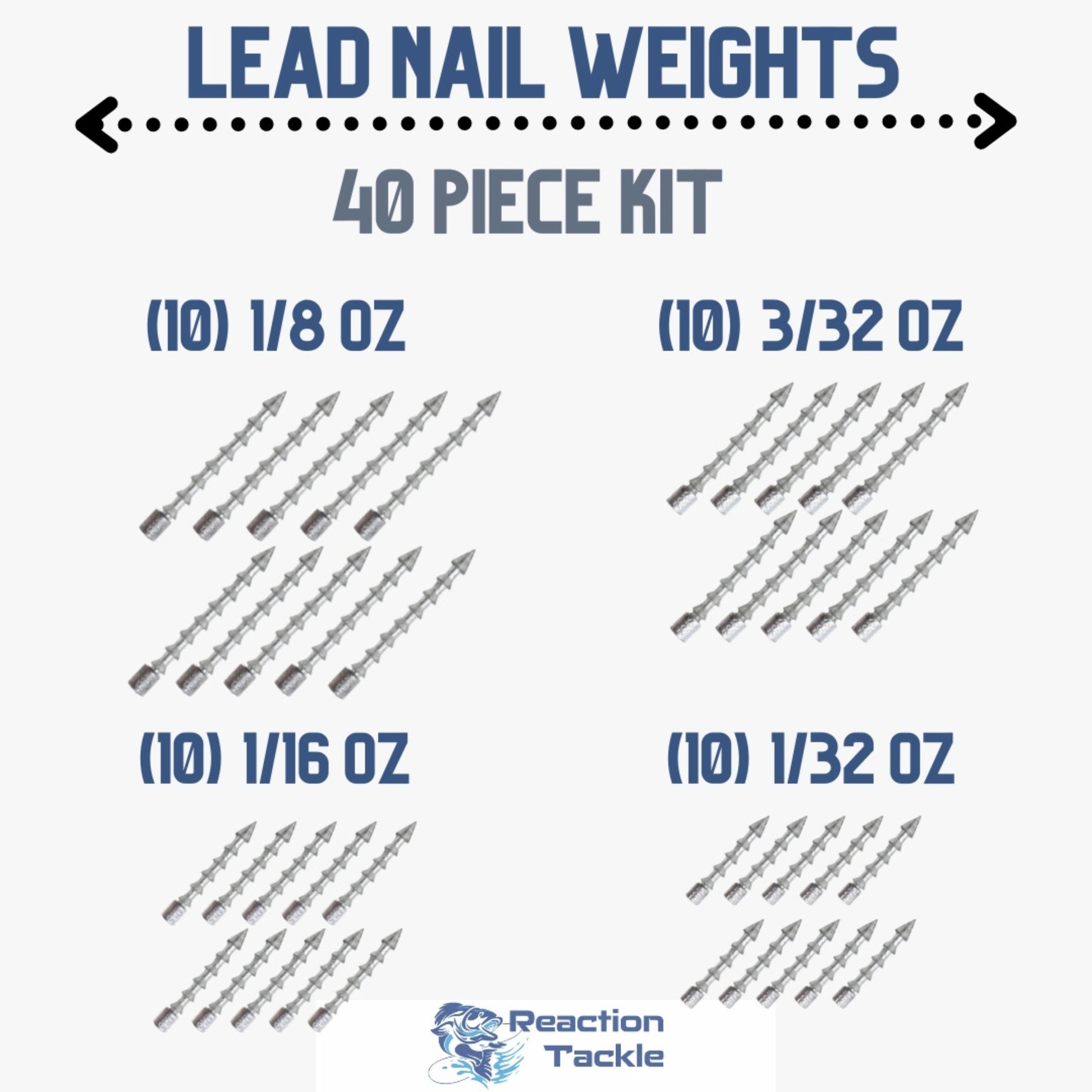 Reaction Tackle Lead Nail Weights/Insert Sinkers - Tampa Home & Garden Store