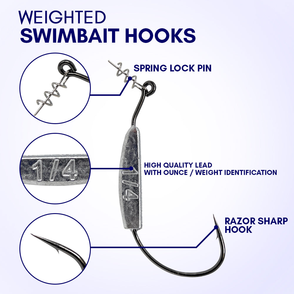 Reaction Tackle Lead Weighted Swimbait Hooks (10-PACK) - Tampa Home & Garden Store