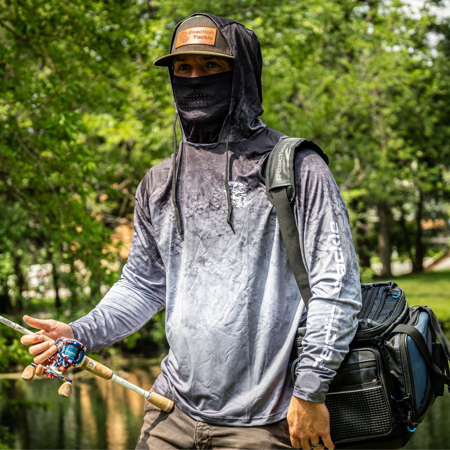 Reaction Tackle SPF UPF 50+ Long Sleeve/Hood/Gaiter Fishing Shirt - Tampa Home & Garden Store
