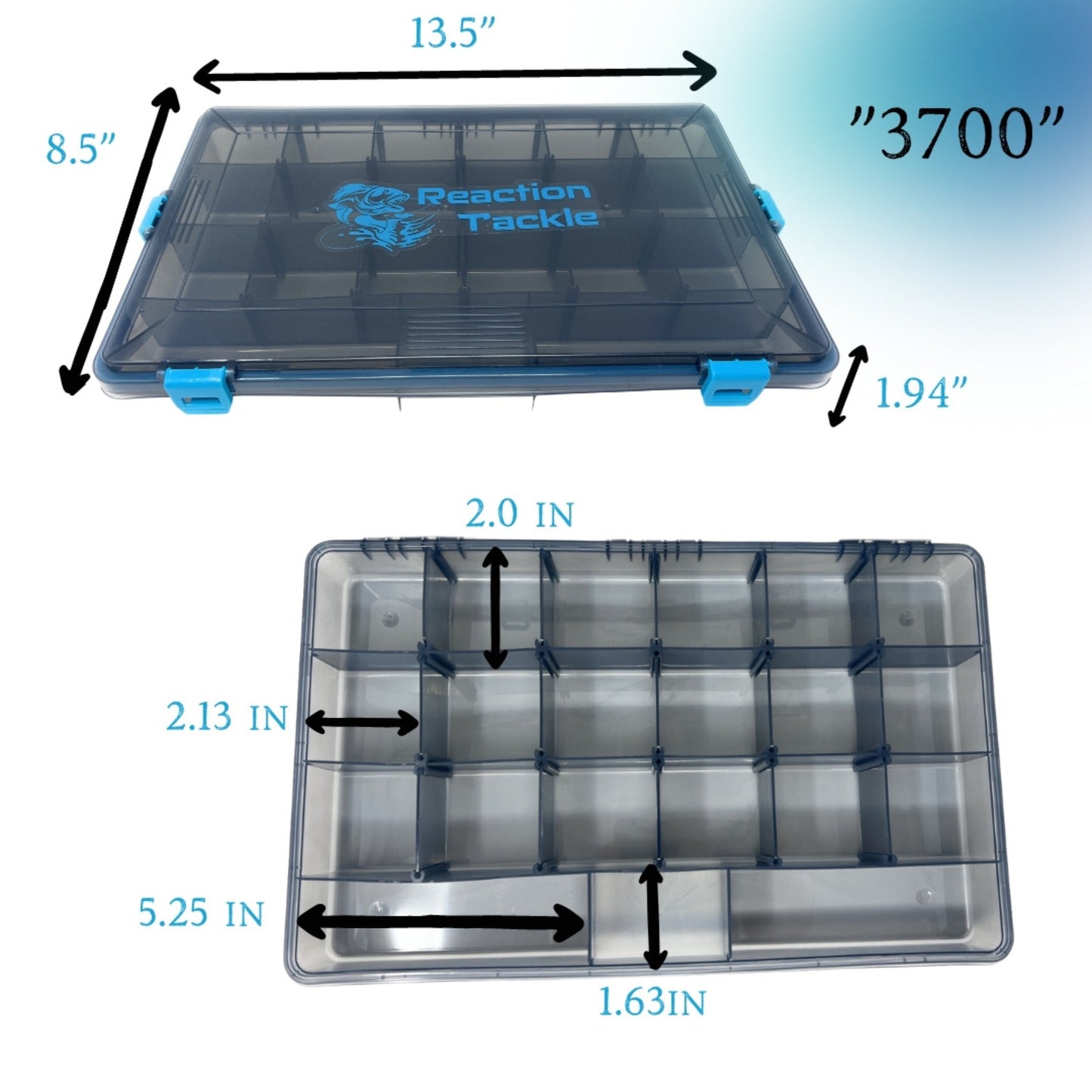 Reaction Tackle Standard Tackle Tray- Sturdy and Waterproof with 4 Reliable Clips - Tampa Home & Garden Store