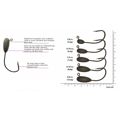 Reaction Tackle Tungsten Tube Jig Heads- 5-Pack - Tampa Home & Garden Store
