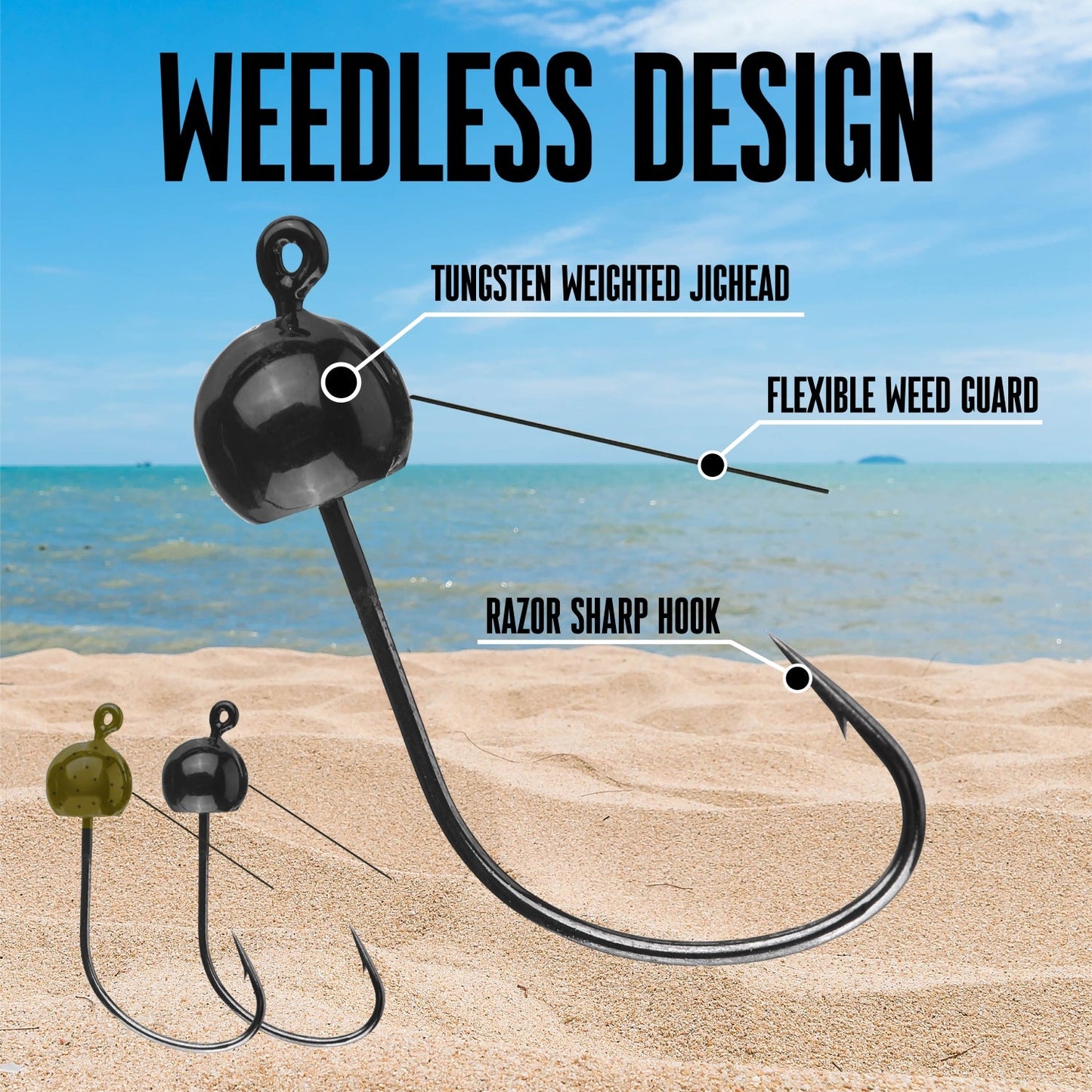 Reaction Tackle Tungsten Wacky Jig Heads (5-PACK) - Tampa Home & Garden Store