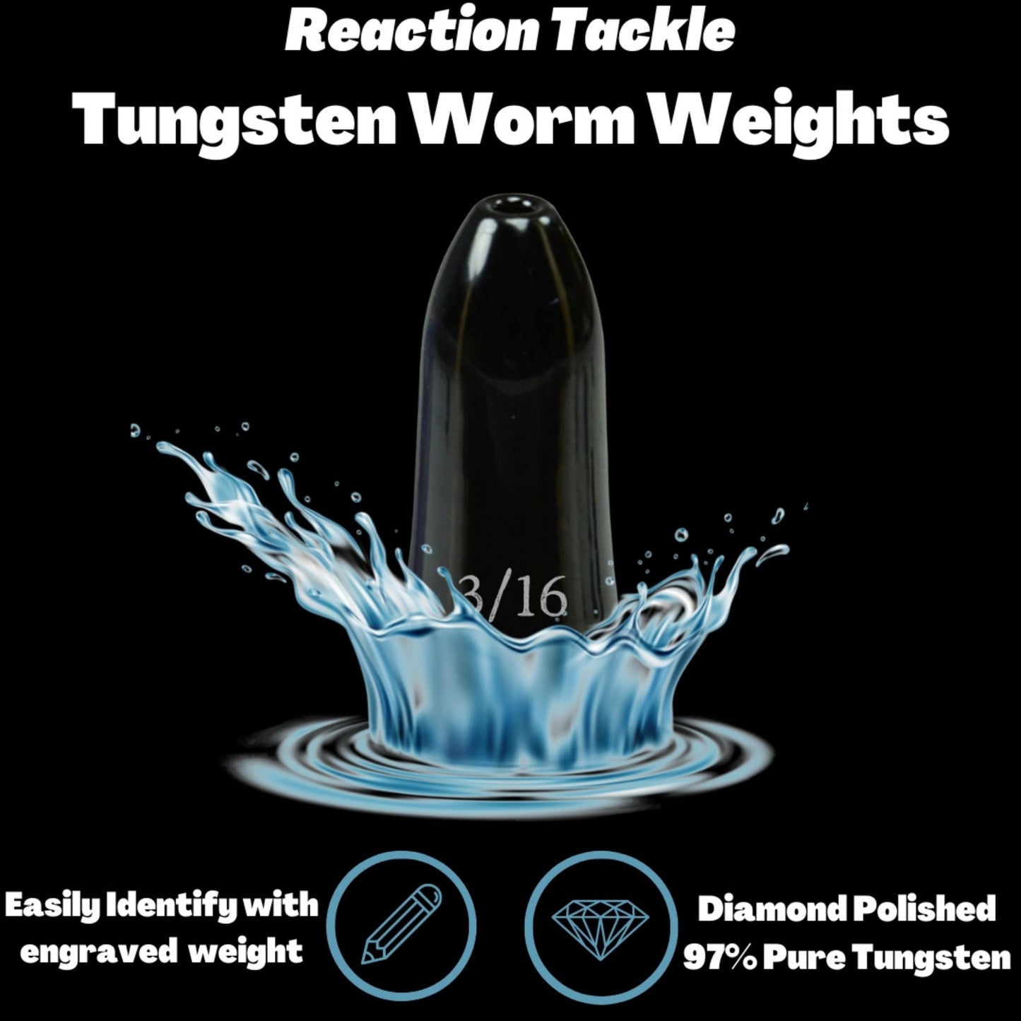 Reaction Tackle Tungsten Worm Weights / Bullet Shaped Sinkers - Tampa Home & Garden Store