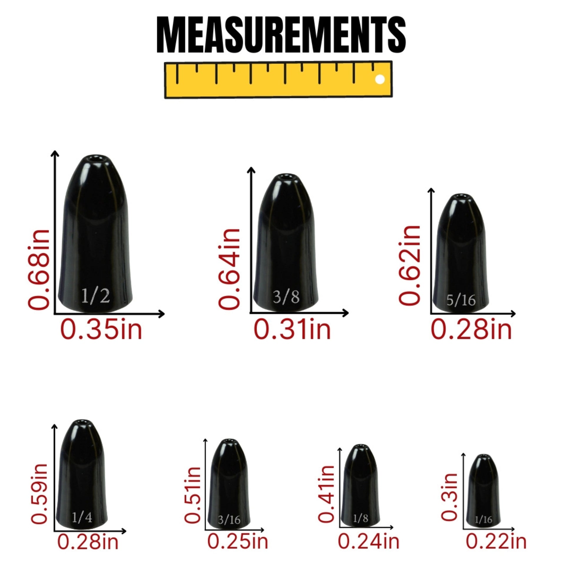 Reaction Tackle Tungsten Worm Weights / Bullet Shaped Sinkers - Tampa Home & Garden Store