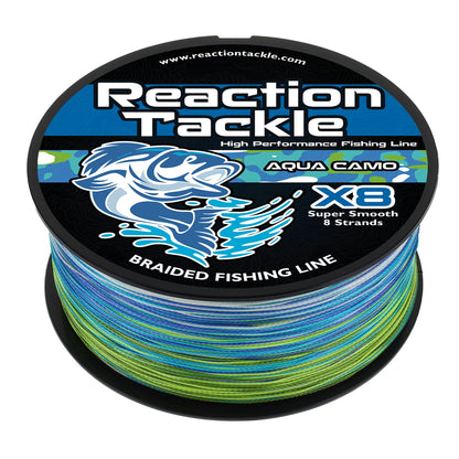 Reaction Tackle X8 Braided Fishing Line - Aqua Camo 8 Strand - Tampa Home & Garden Store