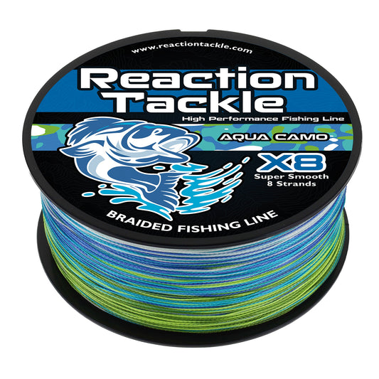 Reaction Tackle X8 Braided Fishing Line - Aqua Camo 8 Strand - Tampa Home & Garden Store