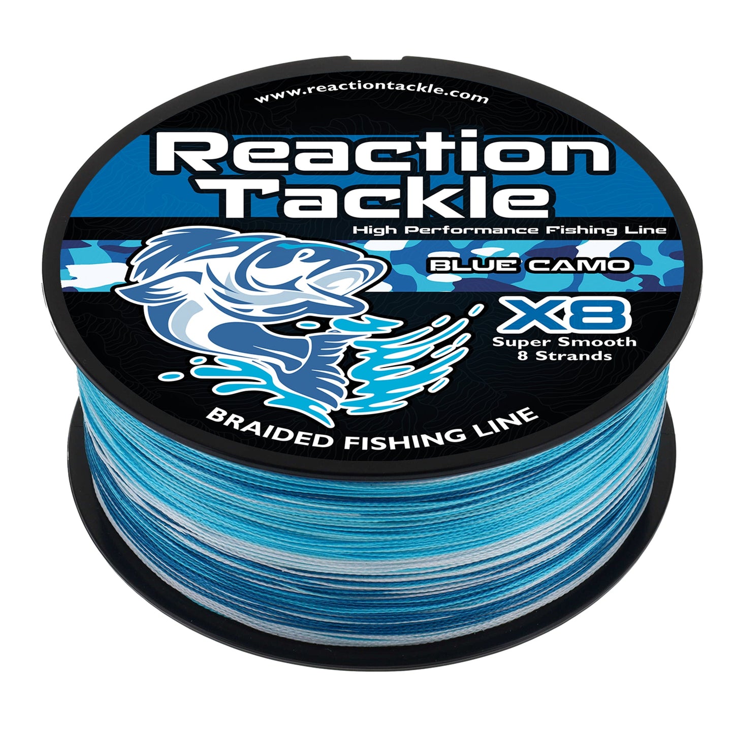 Reaction Tackle X8 Braided Fishing Line - Blue Camo 8 Strand - Tampa Home & Garden Store