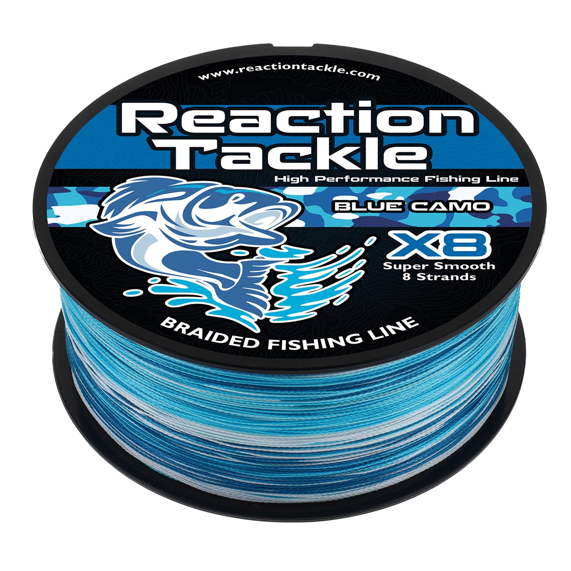 Reaction Tackle X8 Braided Fishing Line - Blue Camo 8 Strand - Tampa Home & Garden Store