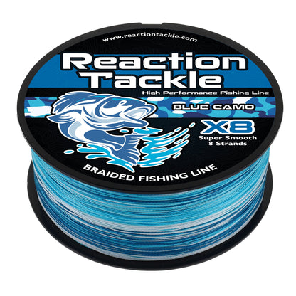 Reaction Tackle X8 Braided Fishing Line - Blue Camo 8 Strand - Tampa Home & Garden Store
