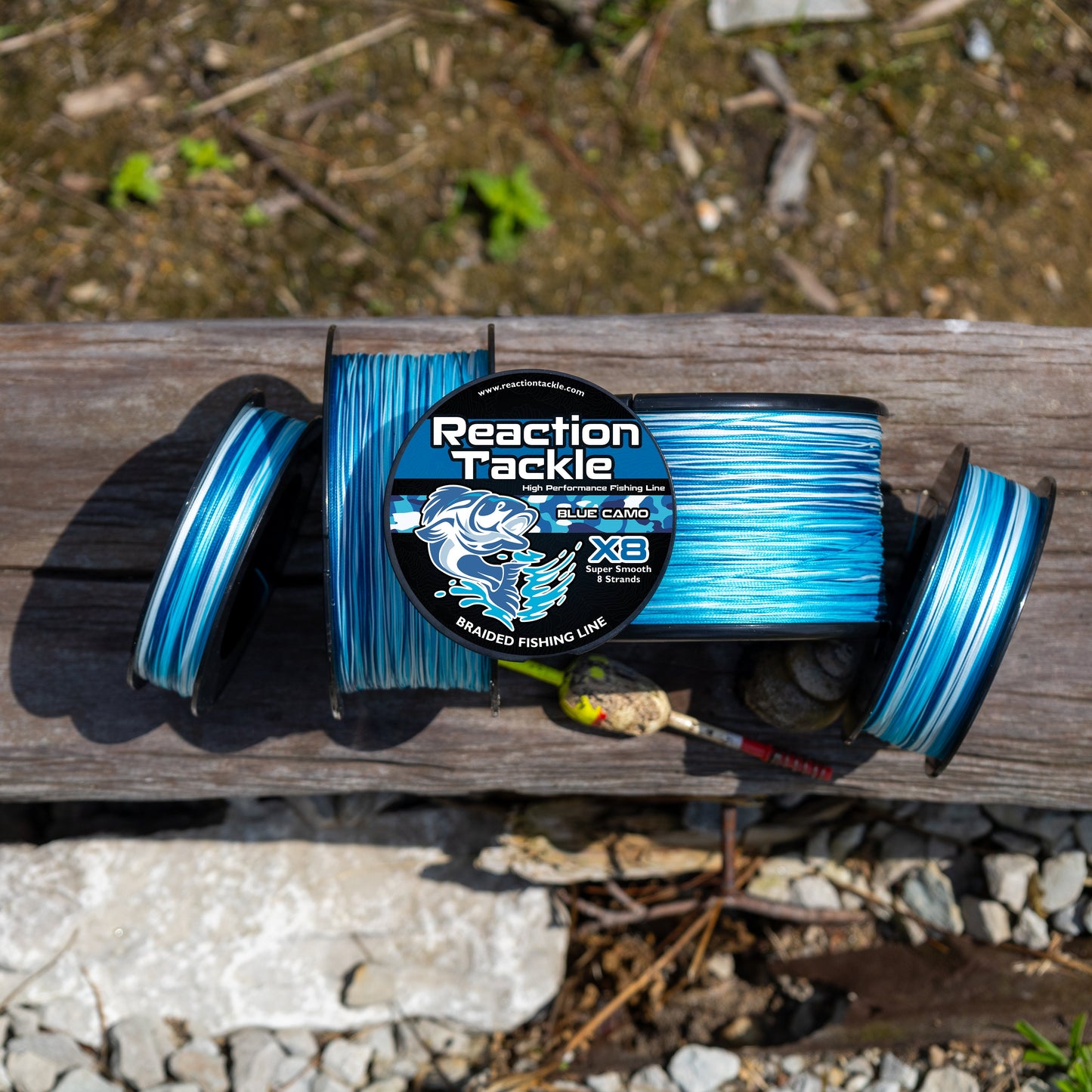 Reaction Tackle X8 Braided Fishing Line - Blue Camo 8 Strand - Tampa Home & Garden Store