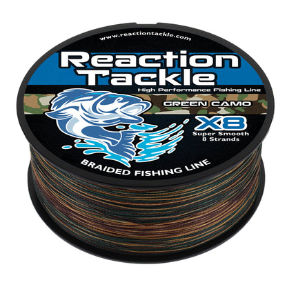 Reaction Tackle X8 Braided Fishing Line - Green Camo 8 Strand - Tampa Home & Garden Store
