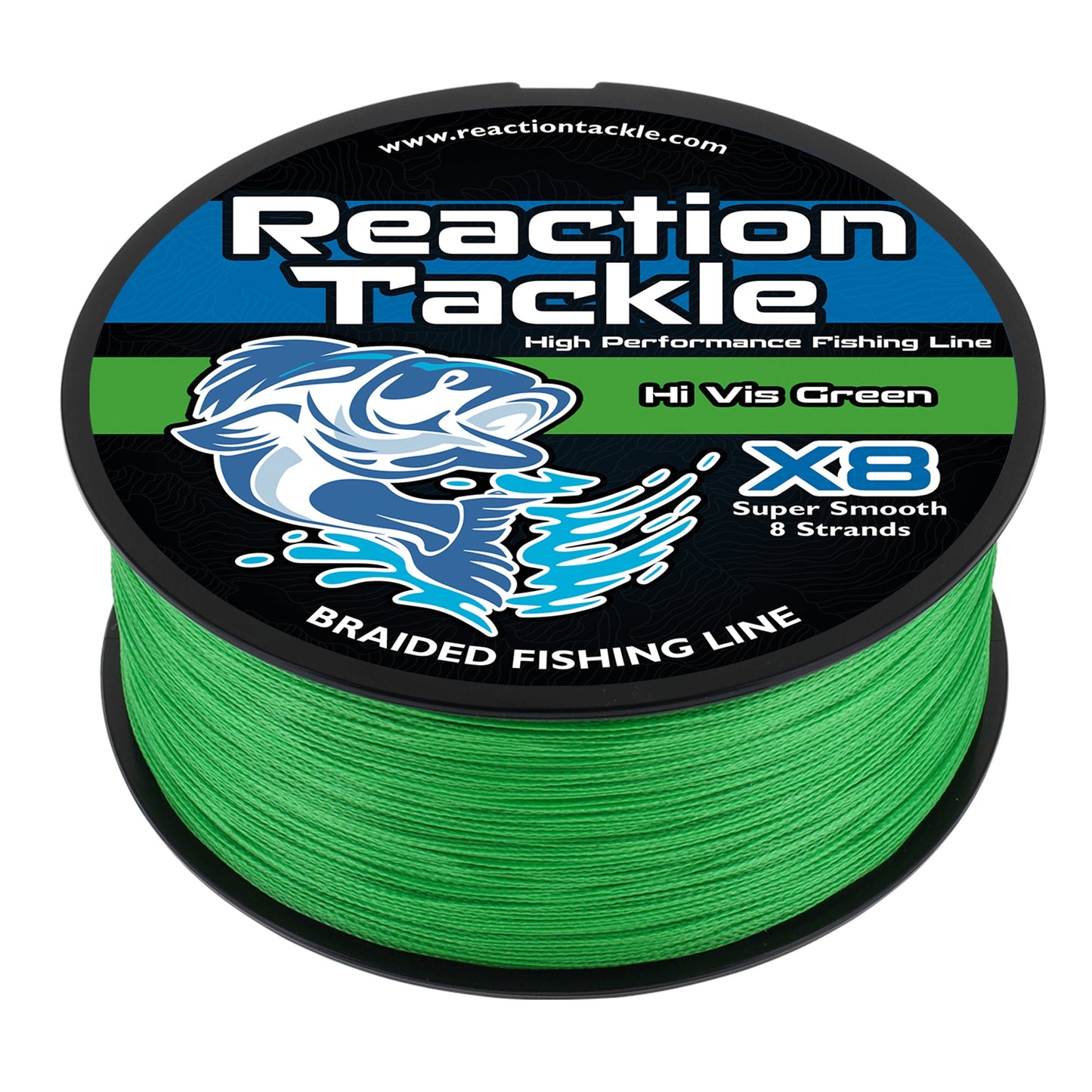 Reaction Tackle X8 Braided Fishing Line - Hi Vis Green 8 Strand - Tampa Home & Garden Store