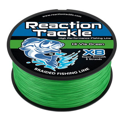 Reaction Tackle X8 Braided Fishing Line - Hi Vis Green 8 Strand - Tampa Home & Garden Store