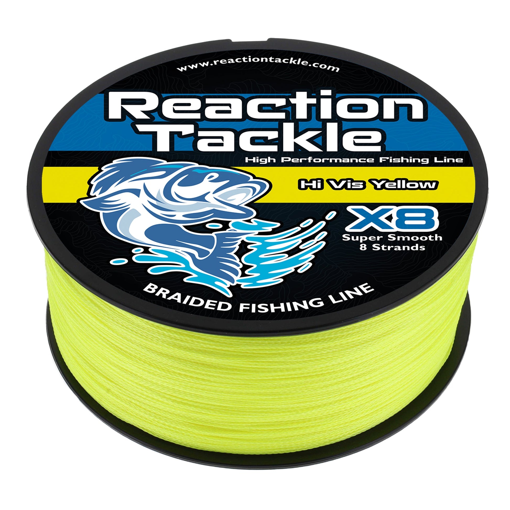 Reaction Tackle X8 Braided Fishing Line - Hi Vis Yellow 8 Strand - Tampa Home & Garden Store