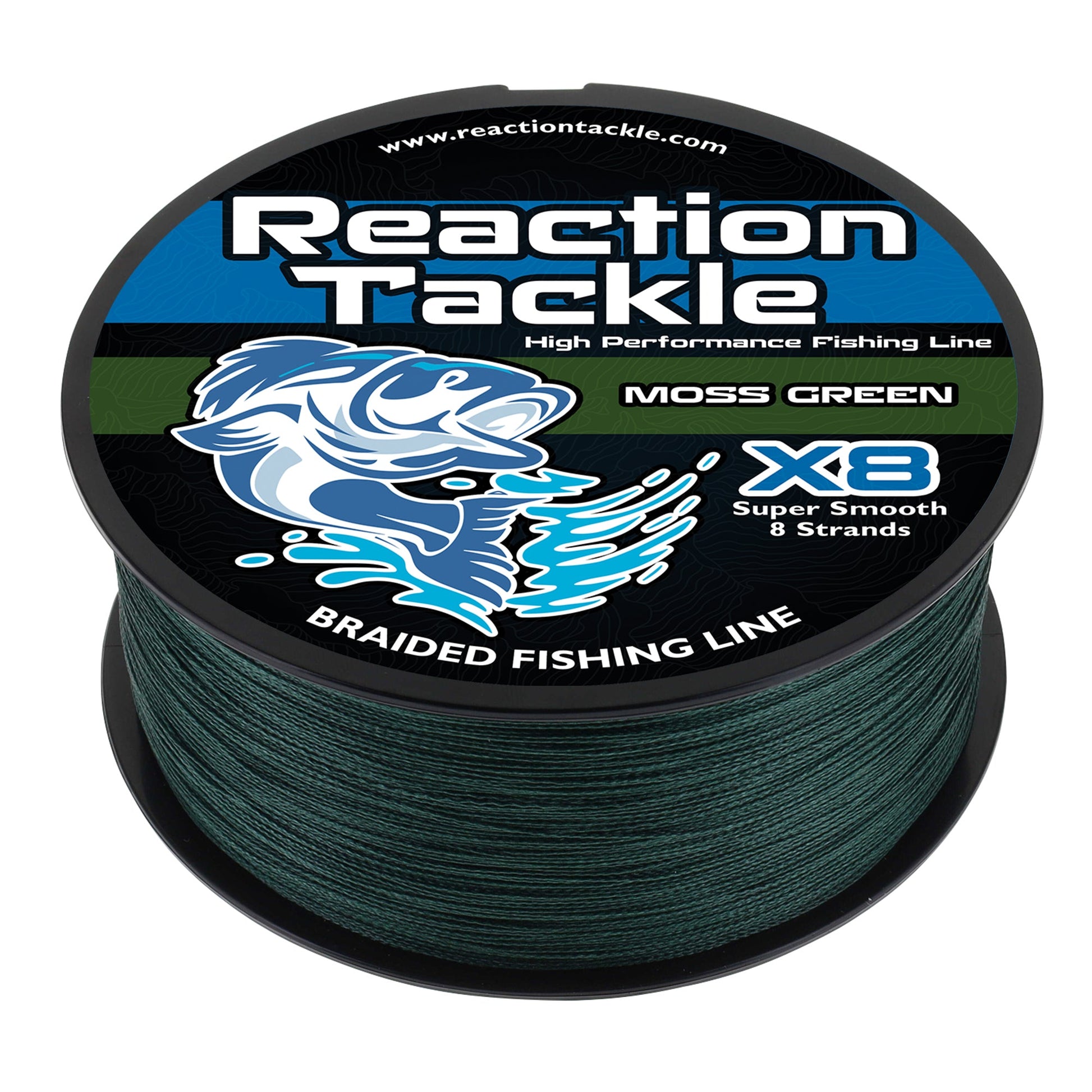 Reaction Tackle X8 Braided Fishing Line - Moss Green 8 Strand - Tampa Home & Garden Store