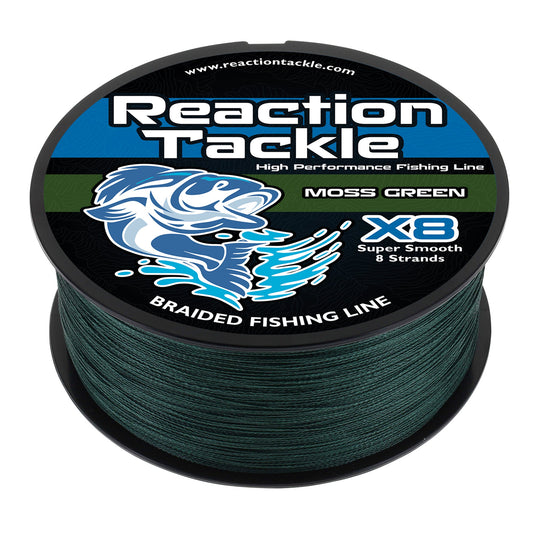Reaction Tackle X8 Braided Fishing Line - Moss Green 8 Strand - Tampa Home & Garden Store