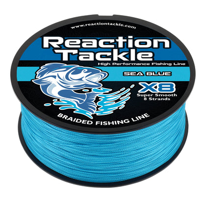 Reaction Tackle X8 Braided Fishing Line - Sea Blue 8 Strand - Tampa Home & Garden Store