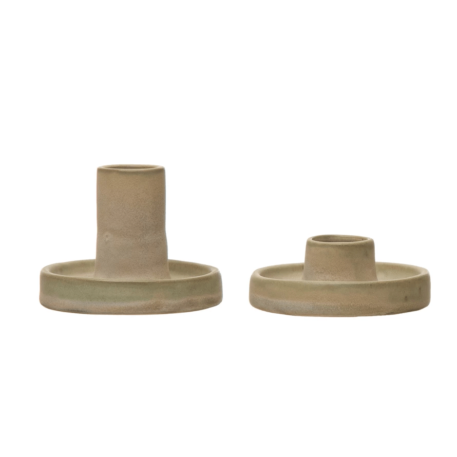 Reactive Glaze Stoneware Taper Candle Holders, Set of 2 - Tampa Home & Garden Store