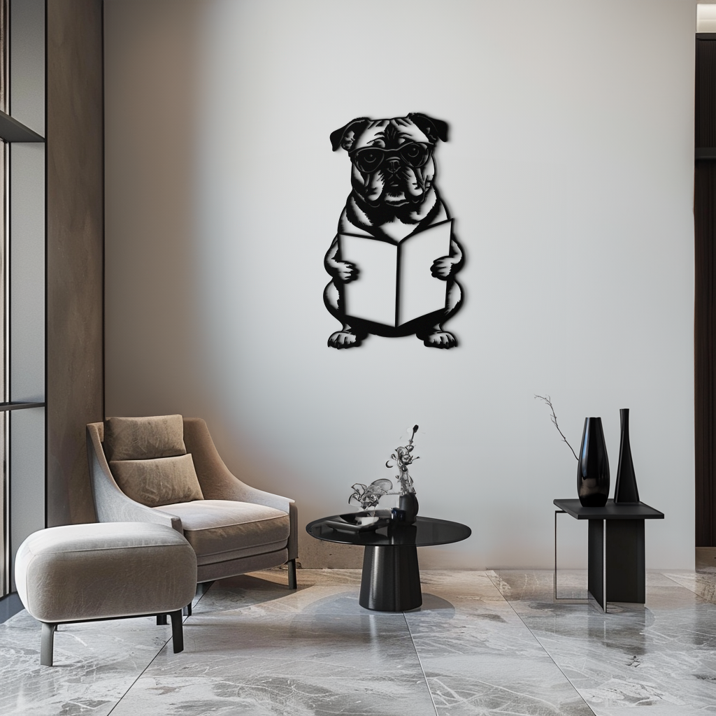 Reading Dog Silhouette Metal Wall Art – Black Steel Whimsical Pet Lover Decor- KAF491 - Tampa Home & Garden Store