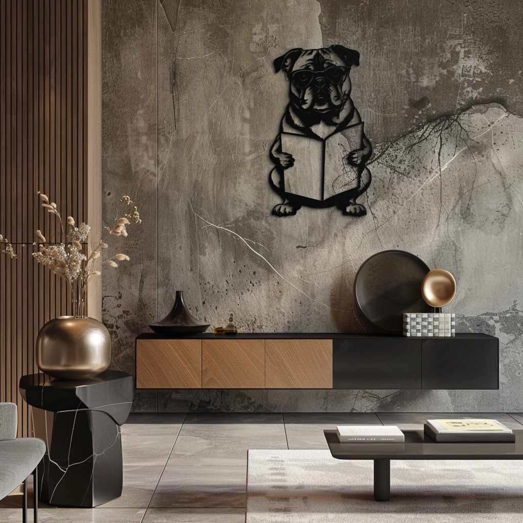 Reading Dog Silhouette Metal Wall Art – Black Steel Whimsical Pet Lover Decor- KAF491 - Tampa Home & Garden Store