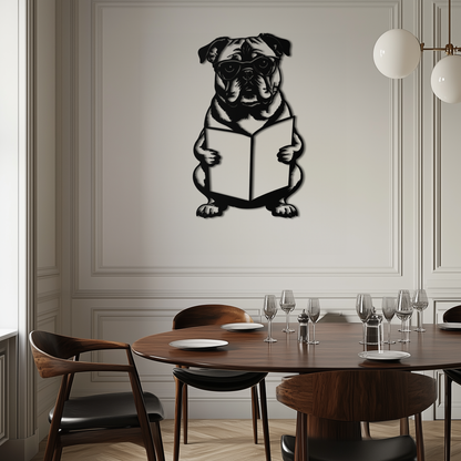 Reading Dog Silhouette Metal Wall Art – Black Steel Whimsical Pet Lover Decor- KAF491 - Tampa Home & Garden Store
