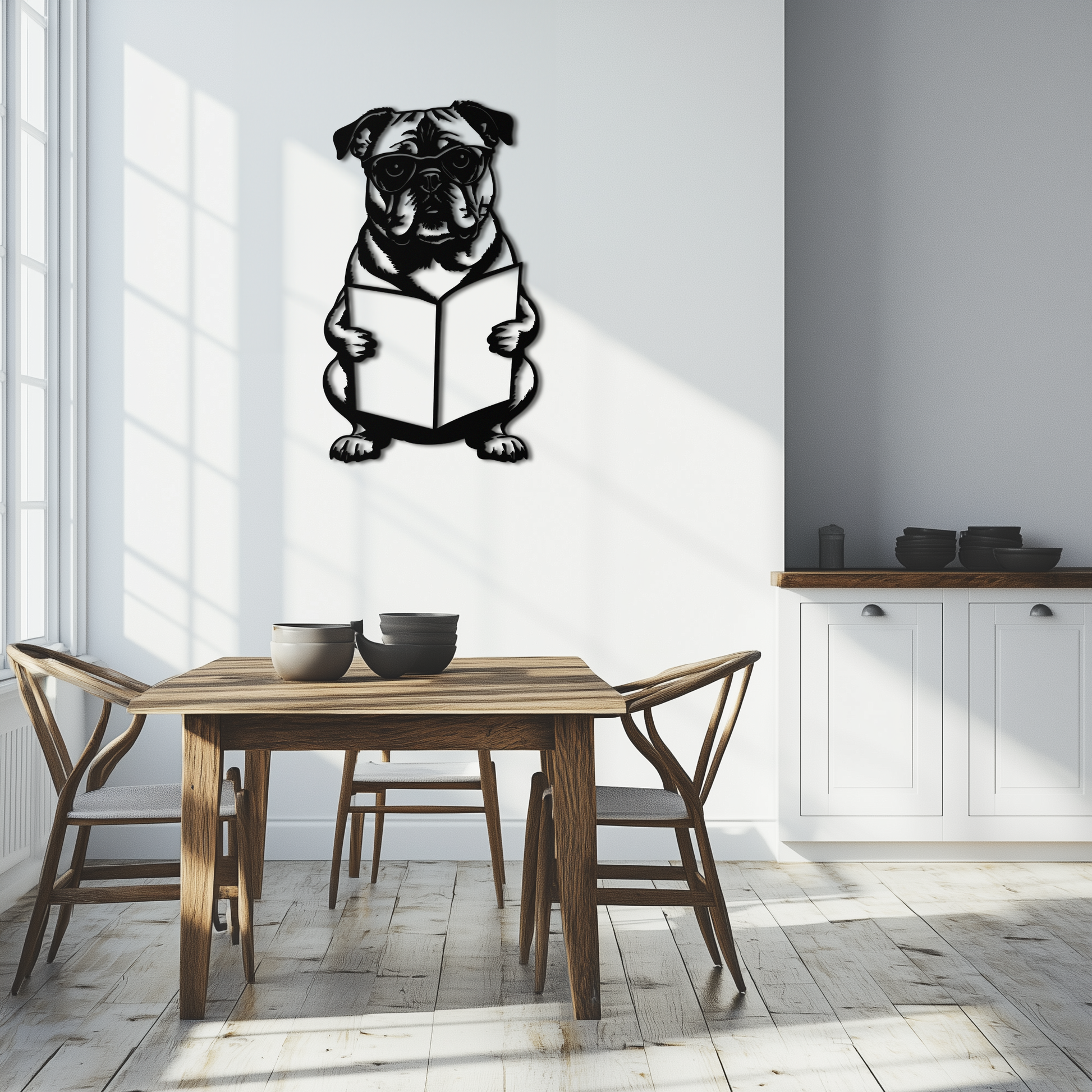 Reading Dog Silhouette Metal Wall Art – Black Steel Whimsical Pet Lover Decor- KAF491 - Tampa Home & Garden Store