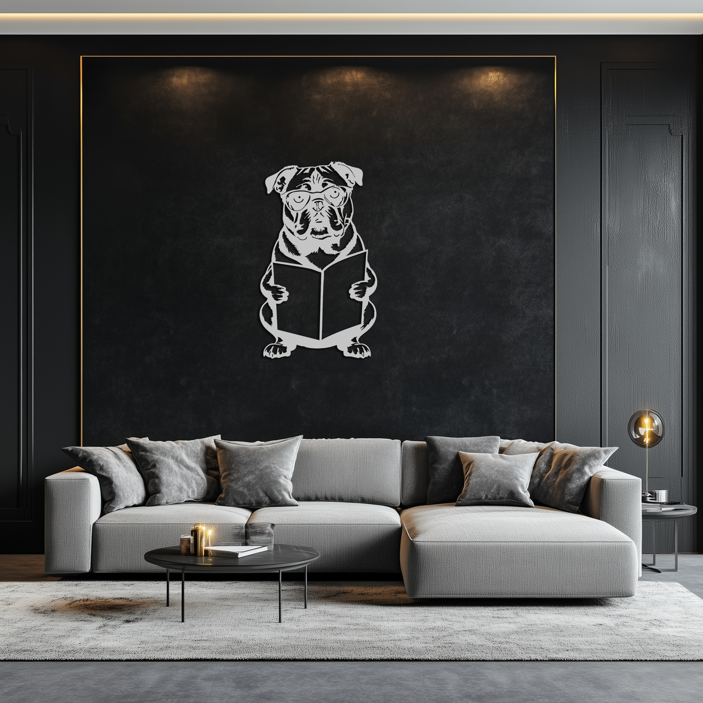 Reading Dog Silhouette Metal Wall Art – Black Steel Whimsical Pet Lover Decor- KAF491 - Tampa Home & Garden Store