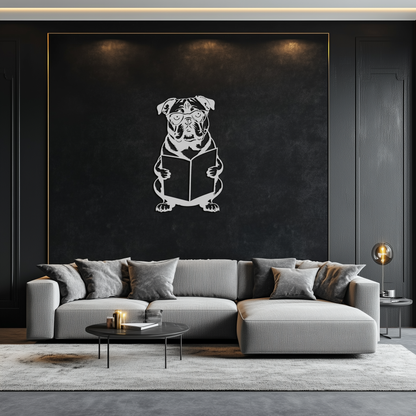 Reading Dog Silhouette Metal Wall Art – Black Steel Whimsical Pet Lover Decor- KAF491 - Tampa Home & Garden Store