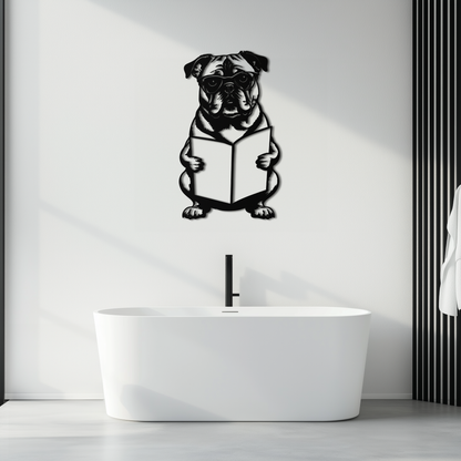 Reading Dog Silhouette Metal Wall Art – Black Steel Whimsical Pet Lover Decor- KAF491 - Tampa Home & Garden Store