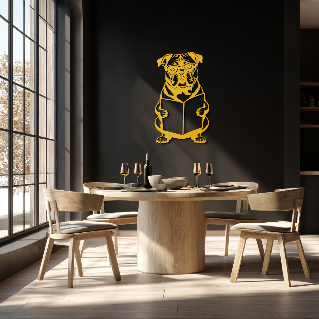 Reading Dog Silhouette Metal Wall Art – Black Steel Whimsical Pet Lover Decor- KAF491 - Tampa Home & Garden Store