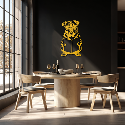 Reading Dog Silhouette Metal Wall Art – Black Steel Whimsical Pet Lover Decor- KAF491 - Tampa Home & Garden Store